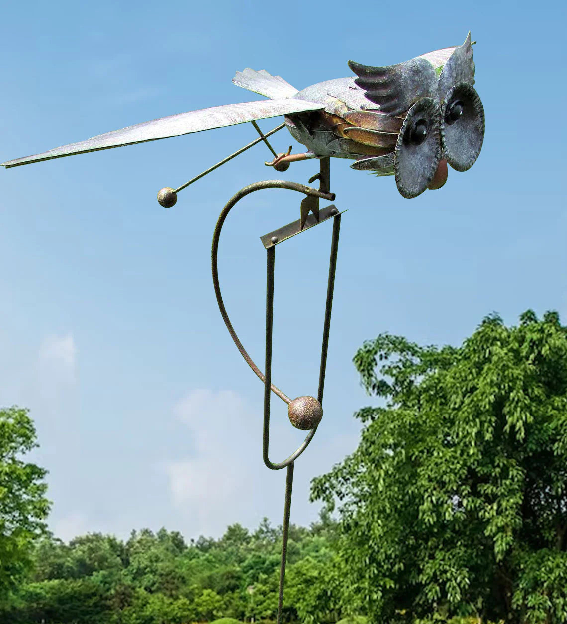 Metal Spinning Garden Wind Spinner Sculpture for Yard Outdoor Lawn Ornament Kinetic Windmill Decor Bird Eagle Owl Patio Balcony Decorative | Thomler