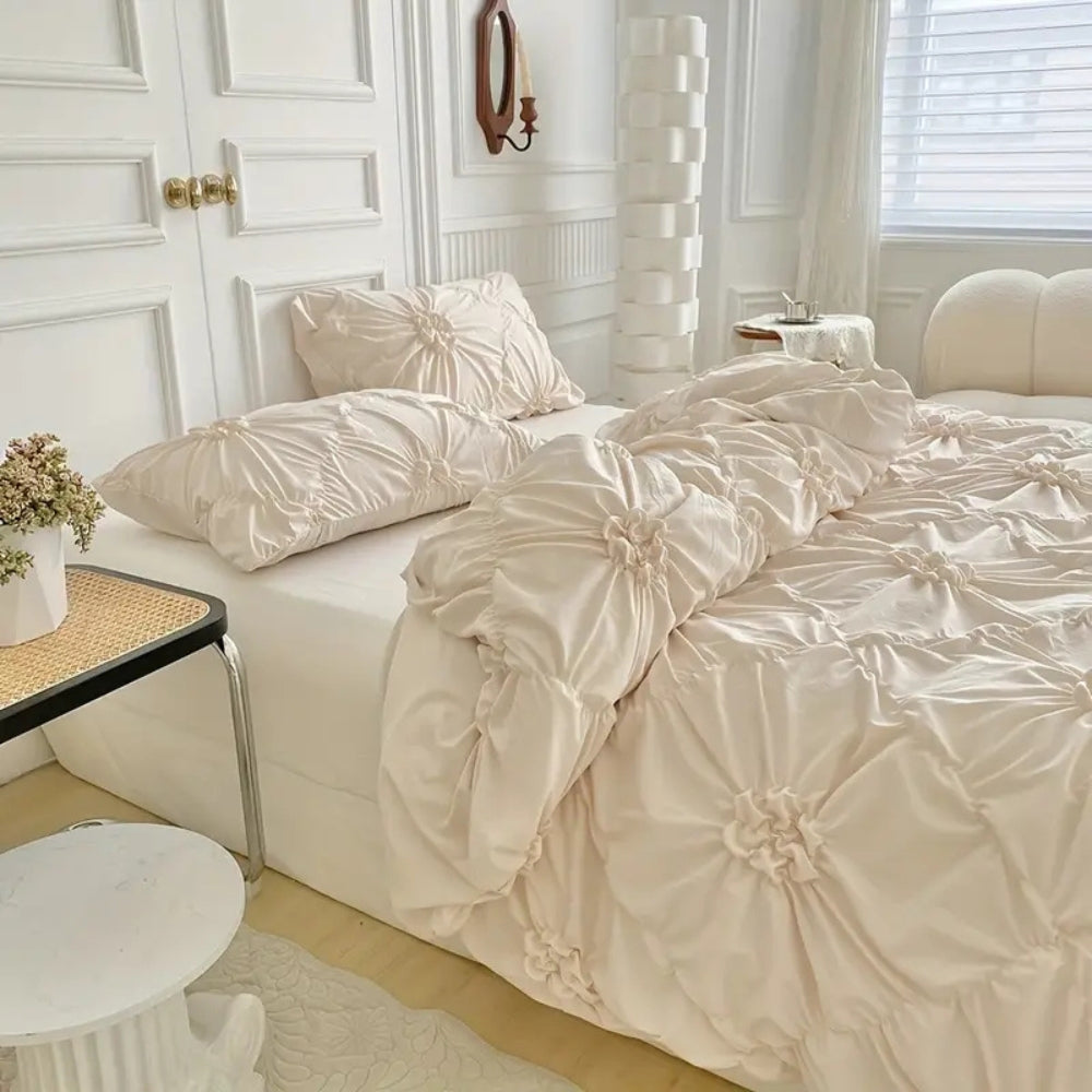 Textured Pinch Pleat Duvet Cover Set with Pillowcases – Soft Microfiber Bedding with Zipper & Corner Ties for Twin, Full, Queen & King Beds | Thomler