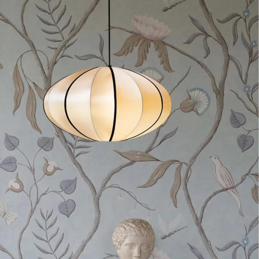 Pendant Light Silk 15.7 in Pumpkin Shade White Dining Room Bedroom Hanging Ceiling Lamp E27 Soft Ambient Lighting Adjustable Cord | Thomler