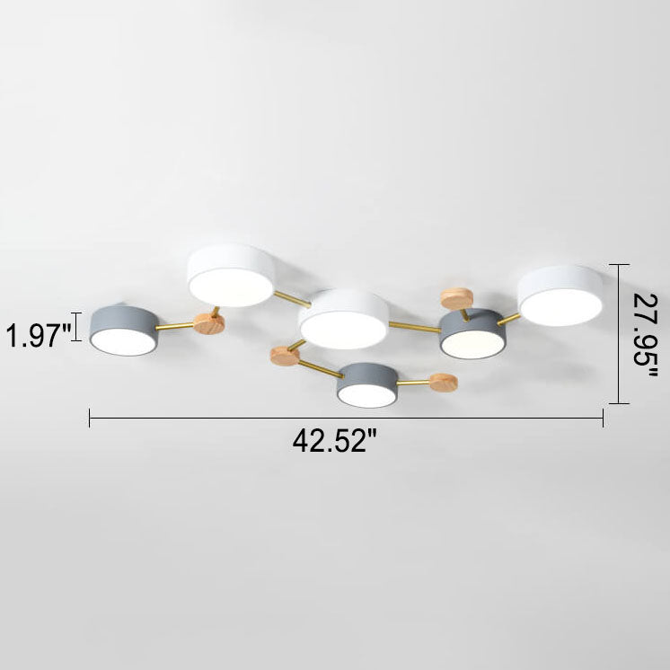 Contemporary Ceiling Light with Natural Wood Accents & Integrated LED | Geometric Multi-Bar Design for Living Rooms, Bedrooms, Hallways | Thomler
