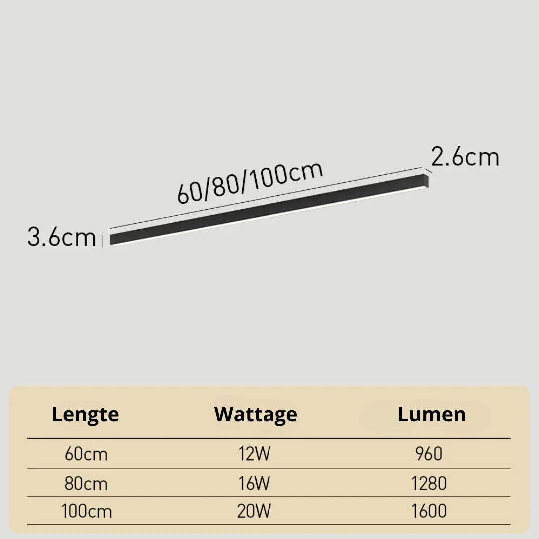 Ceiling Light LED Integrated 120.0 cm Black Modern Indoor Living Room Bedroom Hallway Minimalist Lighting Fixture | Thomler