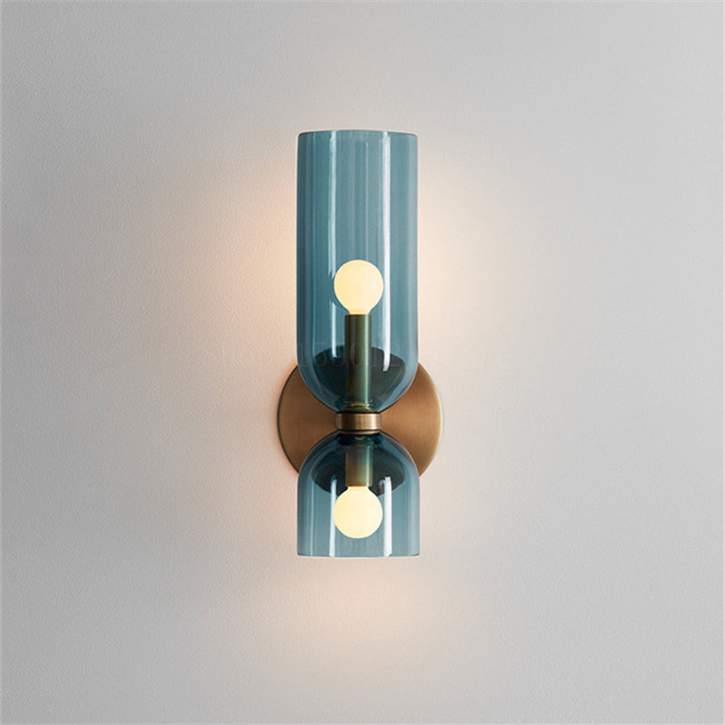 Glass & Iron Wall Sconce - Vintage-Inspired Dual-Light Fixture for Hallway, Bedroom & Dining Room - Hardwired Design with E12 Candelabra | Thomler