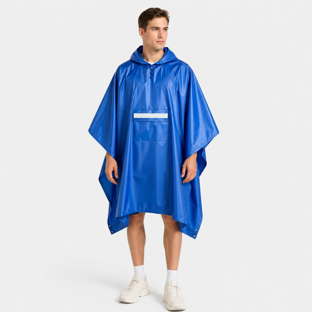 Oversized Waterproof Rain Poncho with Adjustable Hood & Storage Pouch for Hiking & Festivals | Thomler