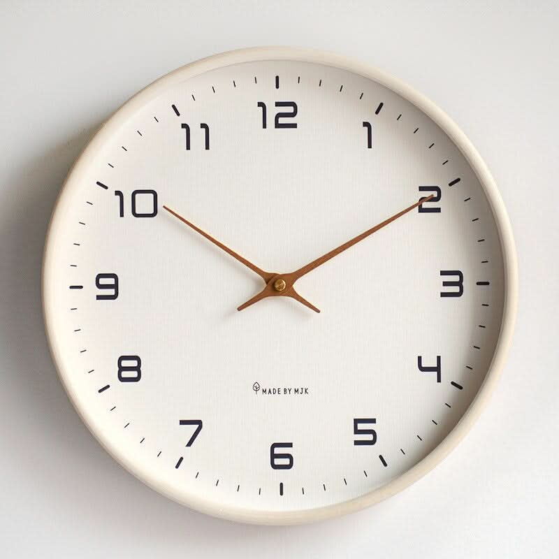 Wood Wall Clock Silent Quartz Movement Minimalist Scandinavian Style for Living Room Bedroom Office Natural Grain Finish | Thomler