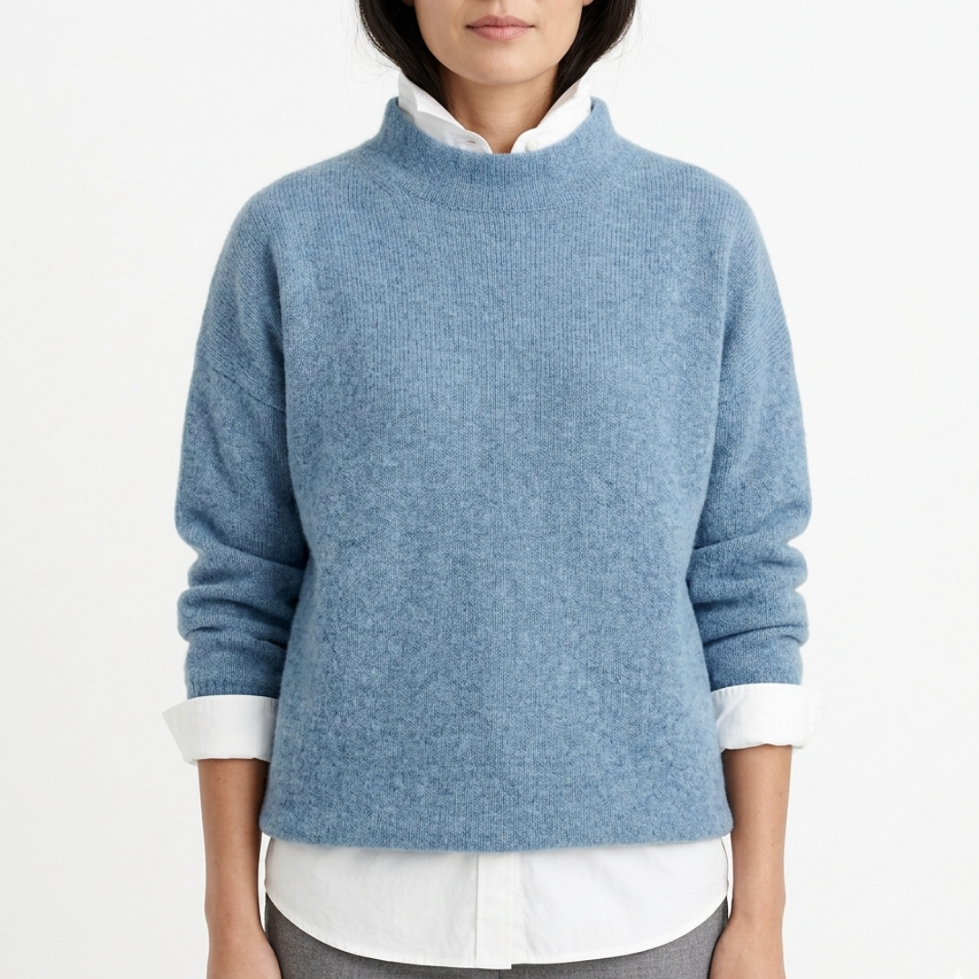 Women's Relaxed Pullover Sweater in Soft Polyester – Crew Neck Long Sleeve Casual Top for Everyday Comfort & Layering Year-Round | Thomler