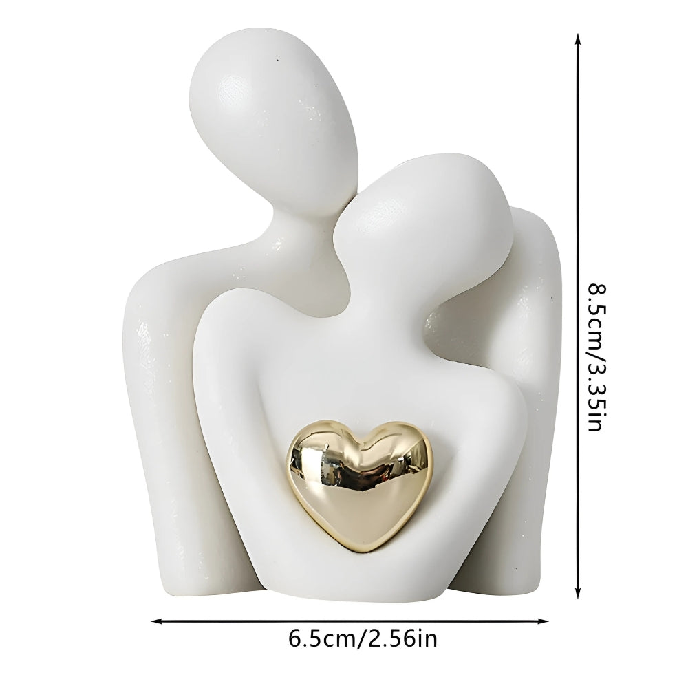 Abstract Couple Holding Heart Figurine – Modern Resin Sculpture for Home Decor, Wedding Gift, Anniversary Display – Minimalist Love Statue | Thomler