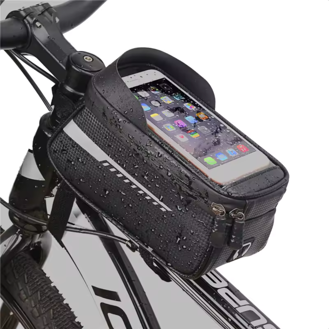 Bike Phone Holder Bag Waterproof Touchscreen Handlebar Pouch for iPhone & Android | Front Frame Storage Organizer for Cycling Commute | Thomler