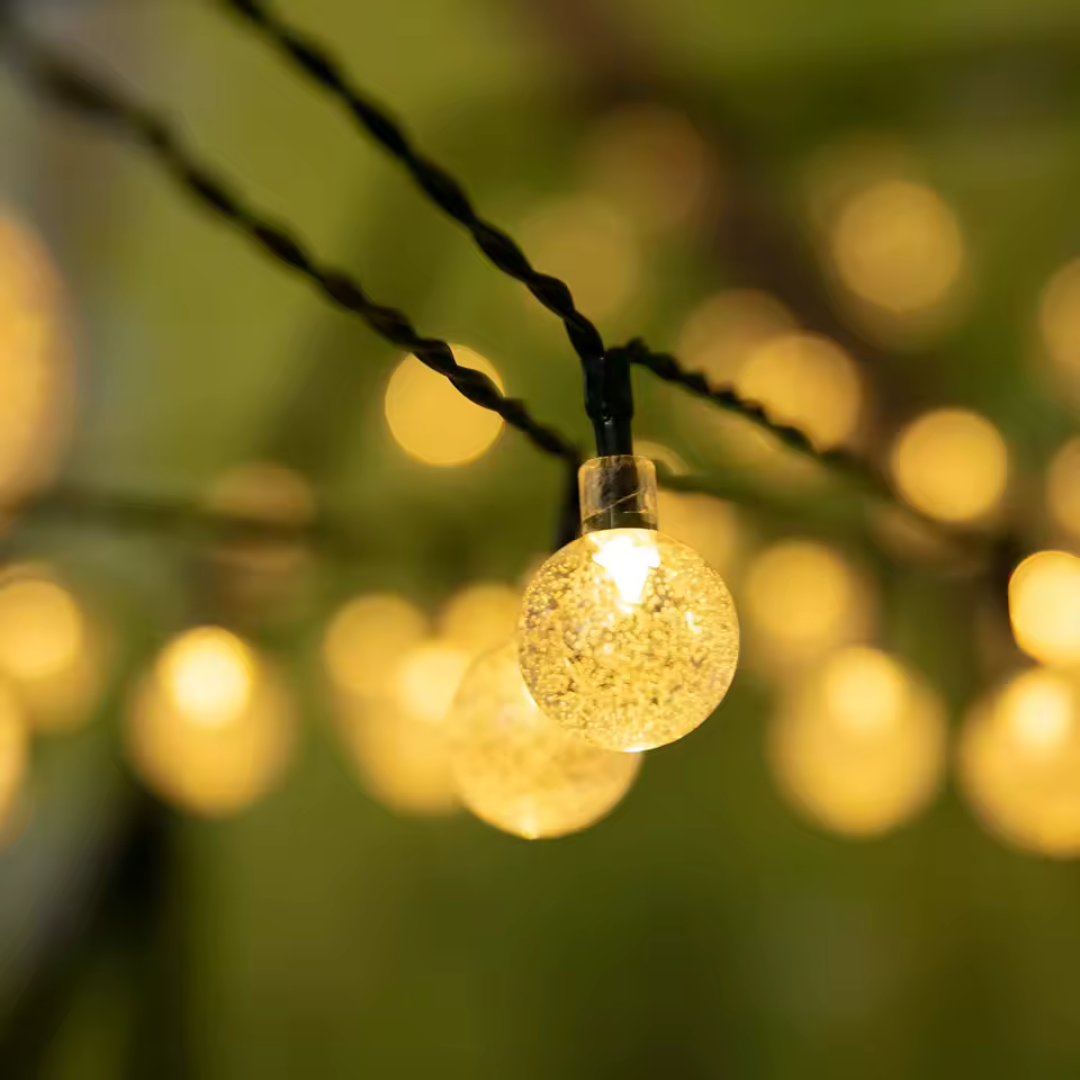 Solar-Powered Crystal Globe String Lights – Waterproof LED Outdoor Decor for Camping, Patio & Backyard | Thomler