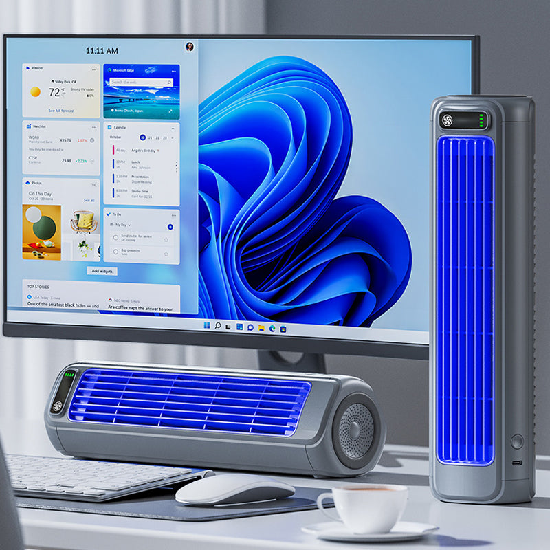 Cordless Personal Air Cooler with USB Rechargeable Battery for Desk or Wall Mount, Portable Mini Cooling Fan for Bedroom, Home Office | Thomler
