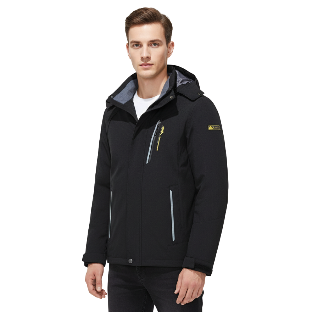 Men's Windproof Rain Shell Jacket with Removable Hood for Hiking, Camping & Outdoor Adventures – Waterproof Lightweight Expedition Coat | Thomler