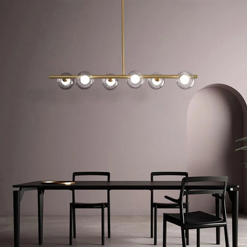 Kitchen Island Overhead Fixture with Textured Glass Globes 5 or 6 Heads Hanging for Dining Room | Thomler