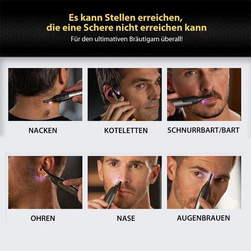 Precision Hair Trimmer with LED Light & Ultra-Thin Titanium Blades for Nose Ear Eyebrow Detailing | Thomler