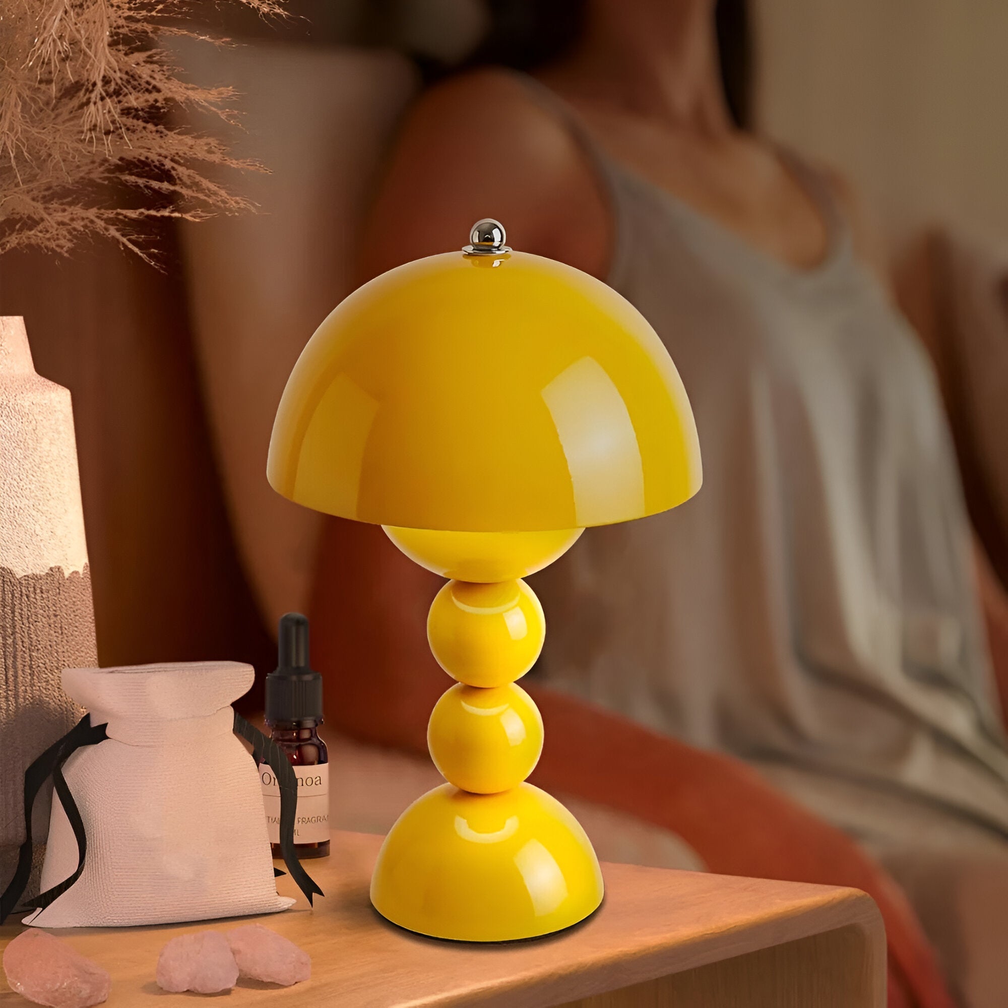 Table Lamp Acrylic 11.0 in White USB Rechargeable Bedroom Nightstand Ambient Nordic Minimalist Desk Lighting | Thomler