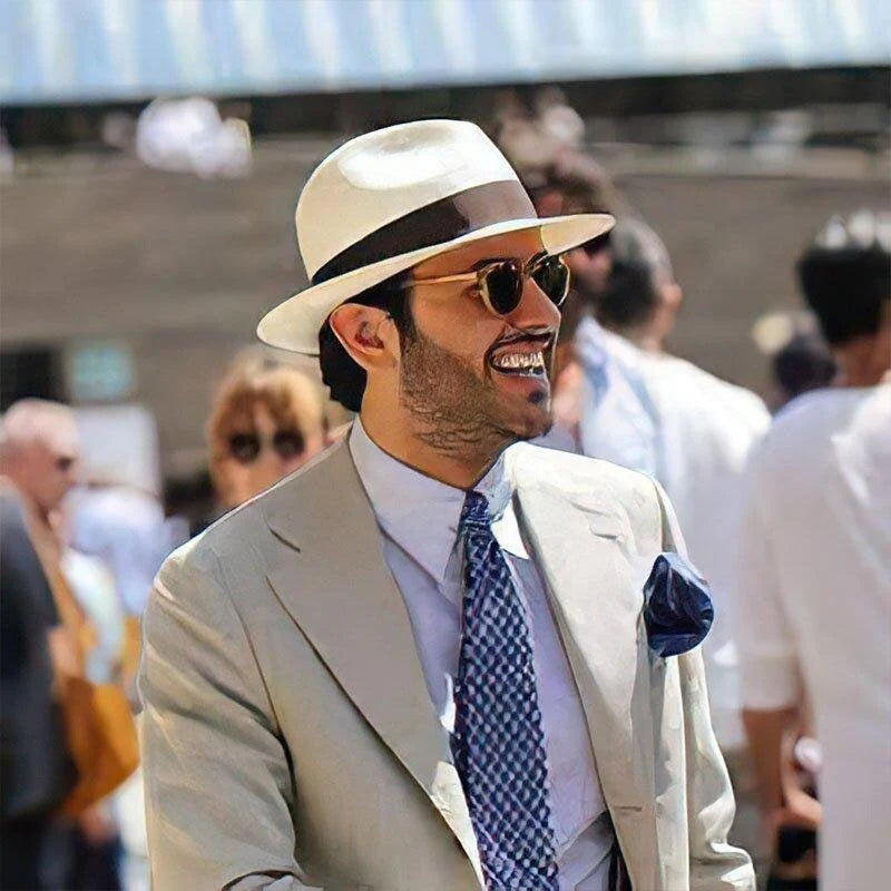 UPF 50+ Straw Fedora Hat with Wired Brim and Leather Band for Men & Women | Thomler