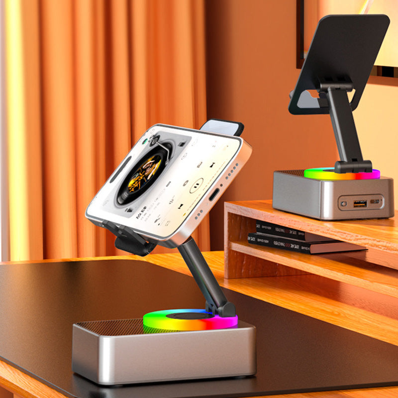 Rotating Wireless Speaker Phone Stand with 40mm Subwoofer & 360° Swivel for Smartphones & Tablets | Thomler