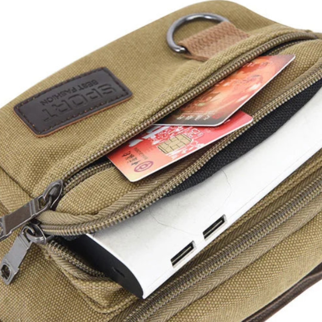 Heavy-Duty Canvas Belt Bag with Multiple Compartments for Travel & Outdoor | Thomler