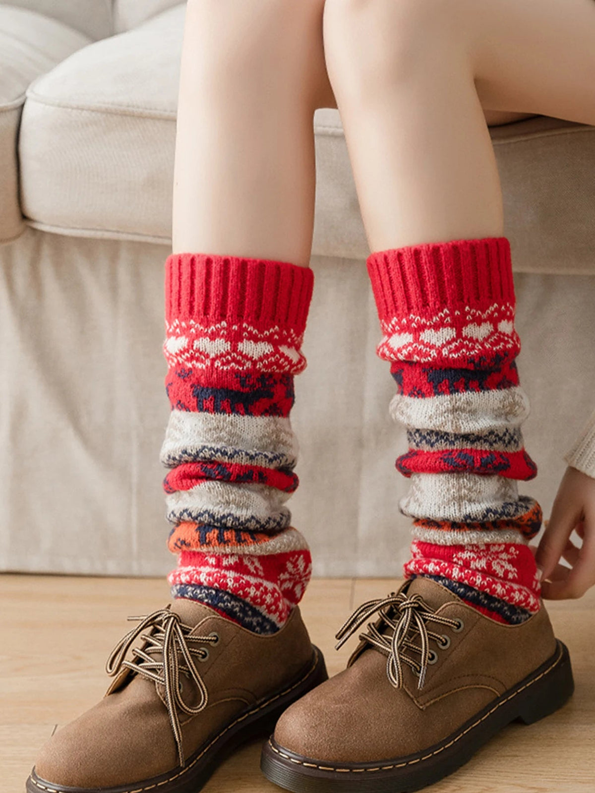 Cable-Knit Winter Boot Socks with Snowflake Pattern – Pull-On Thermal Leg Sleeves for Women | Thomler