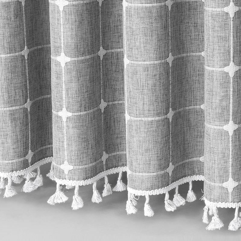 Shower Curtain Premium Linen 180.0 x 200.0 cm Grey Bathroom Waterproof Tassel Bohemian Bath Screen Privacy Curtain | Thomler