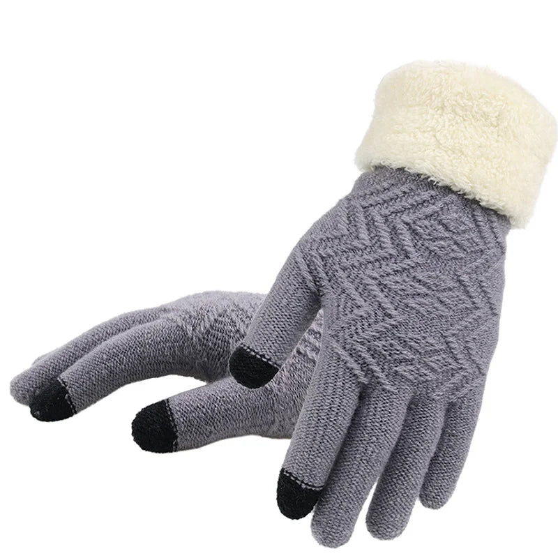 Touchscreen Winter Gloves with Fleece Lining – Windproof Knit Design for Cold Weather | Thomler