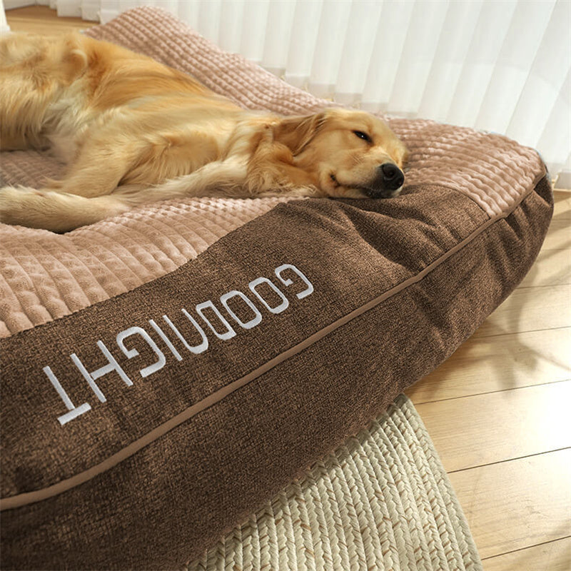 Dog Bed Crystal Velvet 80.0 cm x 64.0 cm Orthopedic Brown Indoor Sleeping Cushion Raised Rim Washable Pet Bed | Thomler
