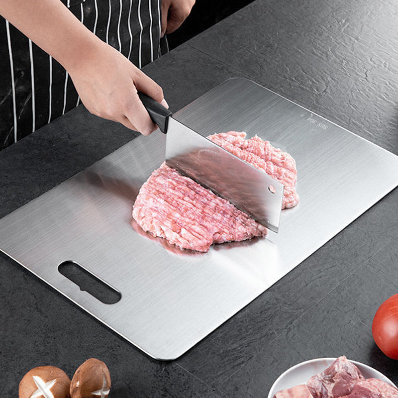 Dual-Surface Stainless Steel Cutting Board for Kitchen Food Prep & Meal Safety | Rust-Resistant Chopping Board for Meat, Vegetables, Bread | Thomler