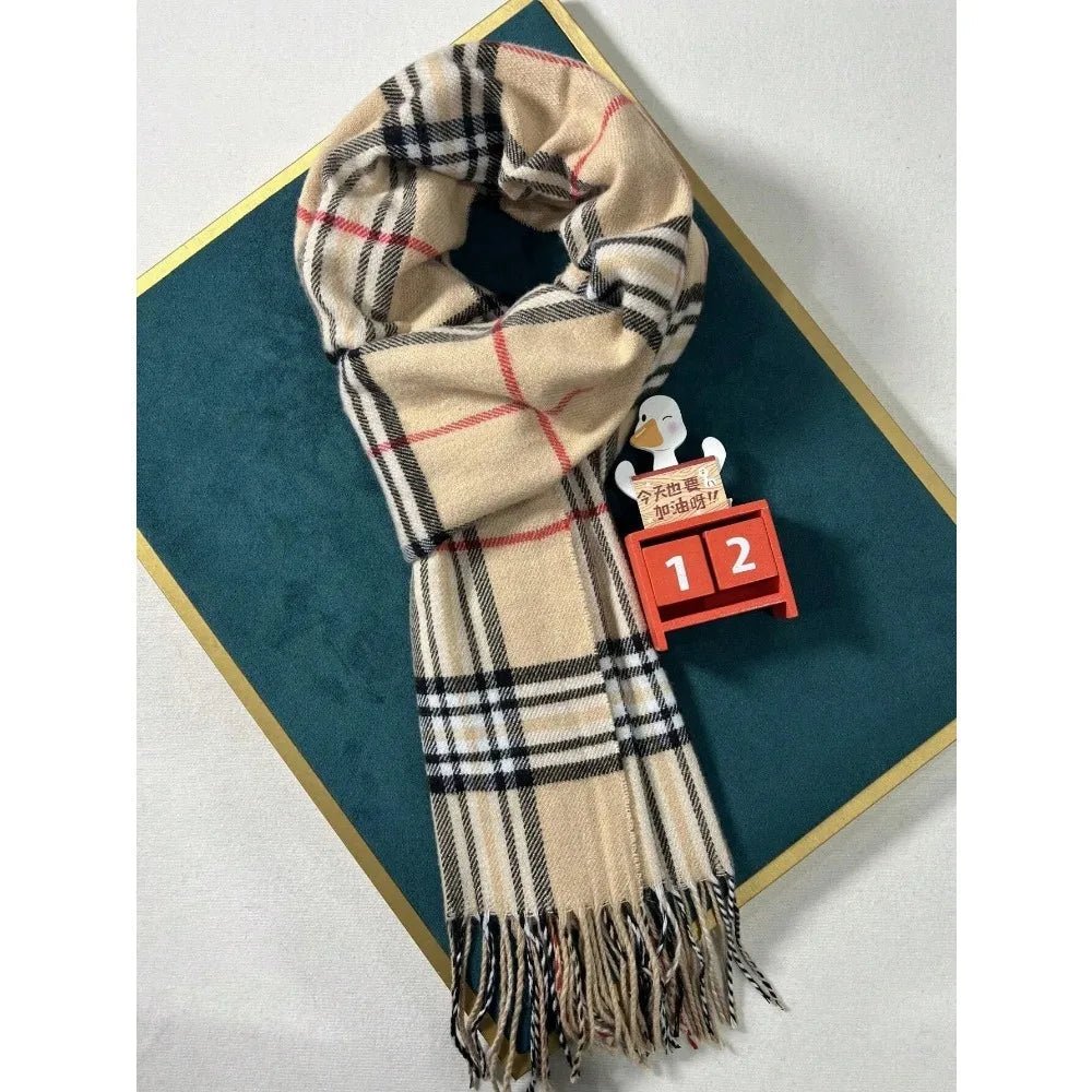 Checkered Polyester Cold-Weather Wrap – Plush Fleece Muffler for Men & Women | Thomler