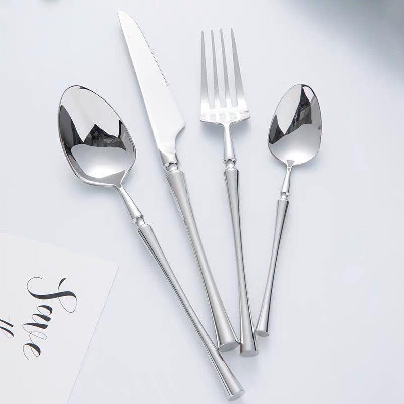 Stainless Steel Flatware Service for 6 – Complete 24-Piece Dinner Set with Table Knives, Forks, Spoons & Teaspoons for Everyday Dining & | Thomler