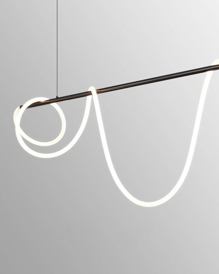 Linear LED Chandelier Silicone 43 in Adjustable Dining Room Pendant Light Warm White 3000K–6000K Remote Dimmable Modern Ceiling Fixture | Thomler