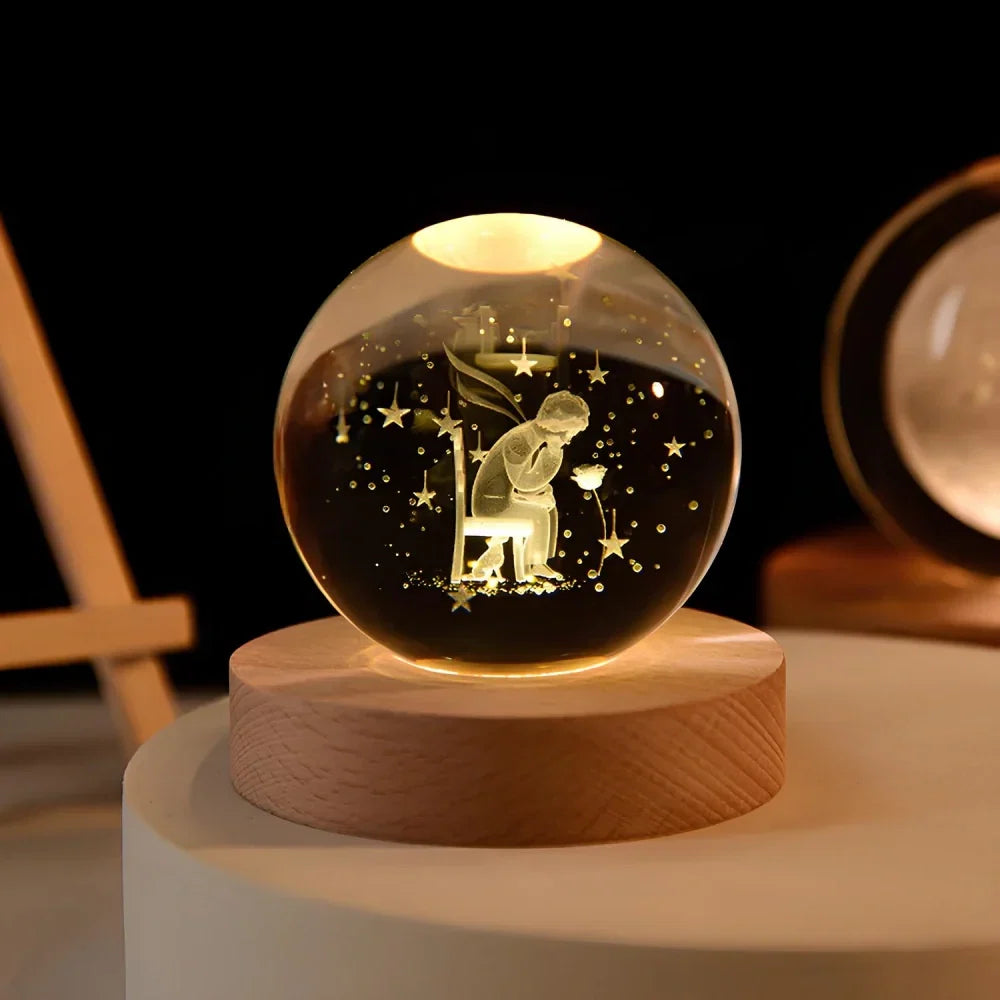 Cosmic Crystal Ball Night Light with LED Color Display | 25 Space Designs | USB Powered Galaxy Sphere Lamp for Bedroom, Living Room & Gift | Thomler