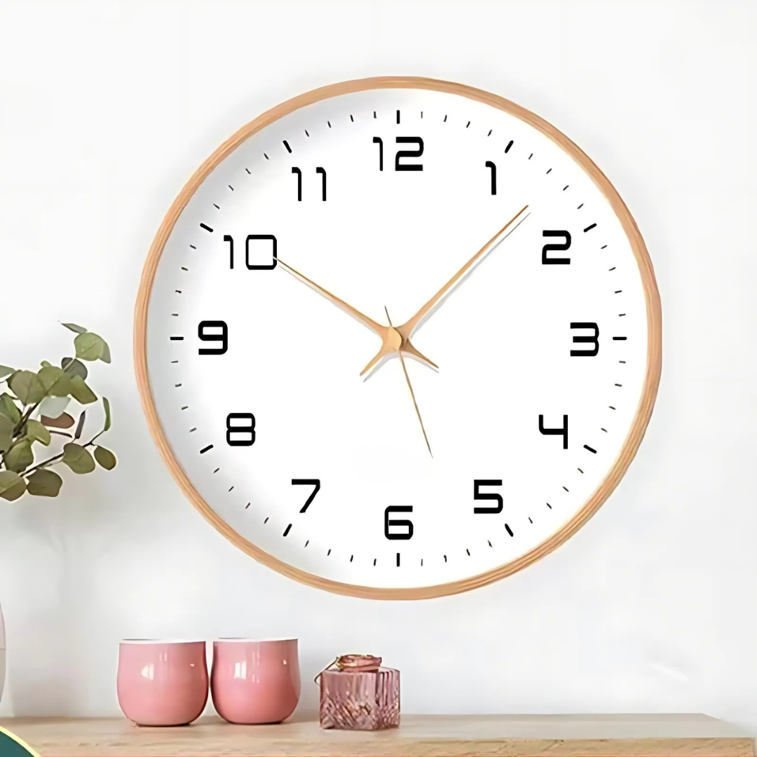 Silent Wood Wall Clock Quartz Movement 10 or 12 Inch Diameter Minimalist Home Decor Timepiece for Living Room Bedroom Office | Thomler