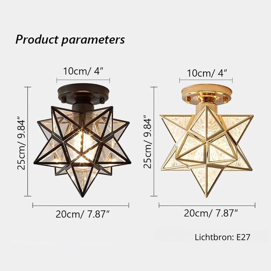 Ceiling Light Metal Star Design E27 20.0 cm Gold Hallway Bedroom Geometric Flush Mount Lighting | Thomler