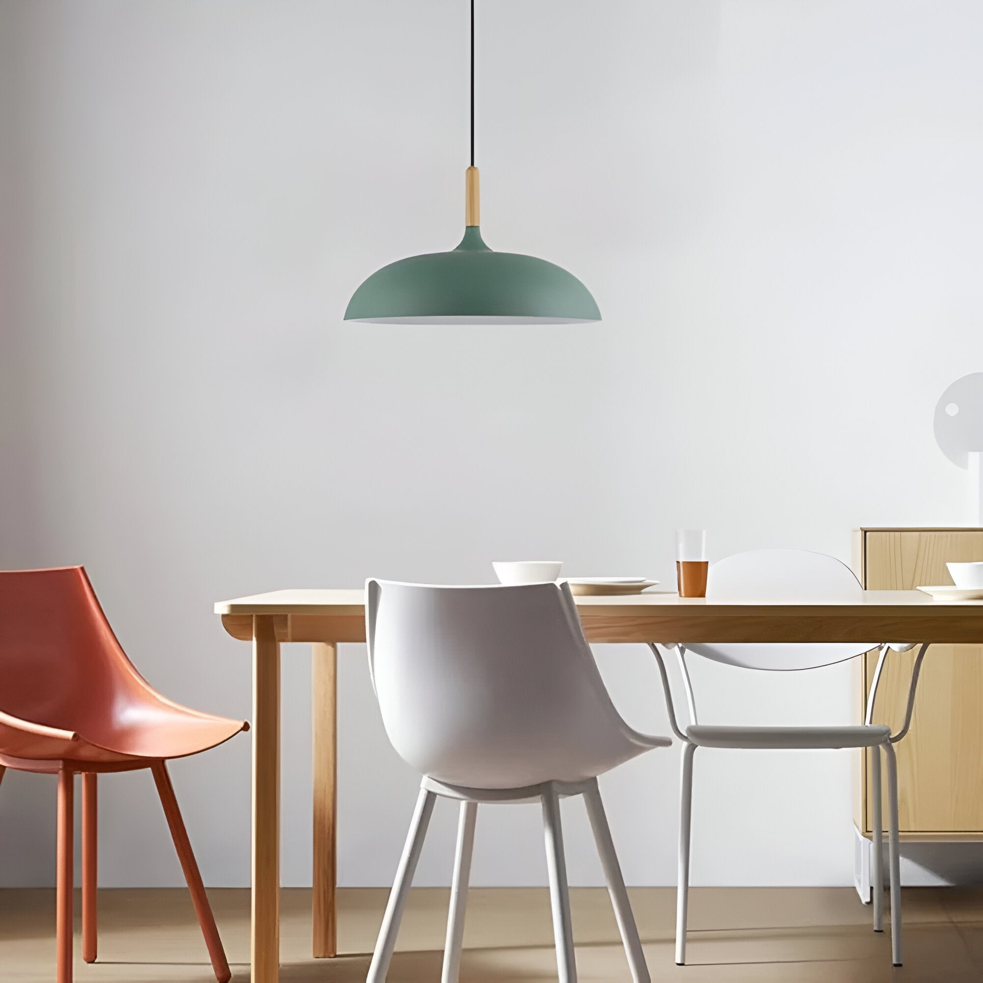 Pendant Light Wood Iron Shade Ø35.0–60.0 cm Dining Room Kitchen Island Japandi Scandinavian Hanging Ceiling Lamp E27 | Thomler