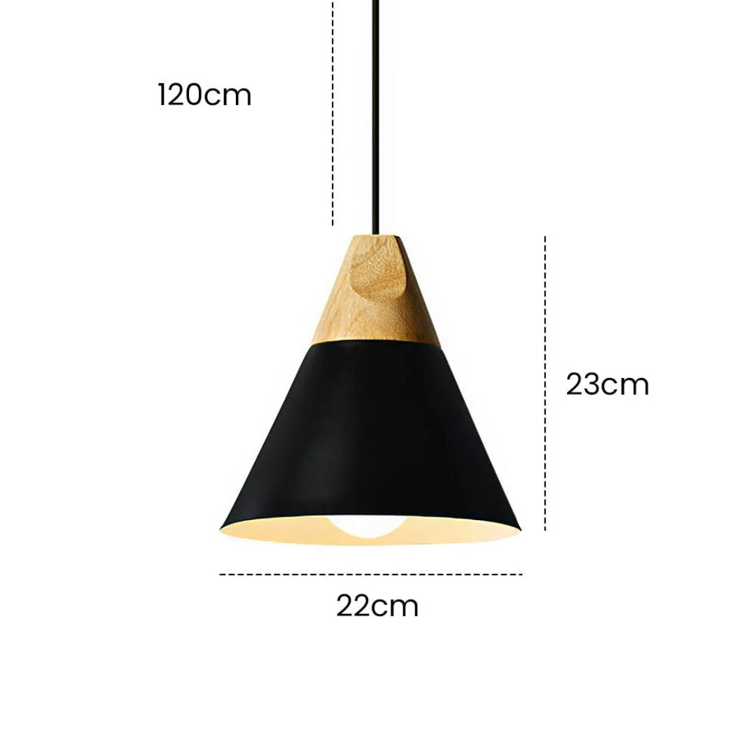 Modern Pendant Light Wood and Aluminum Drum Shade E27 Socket for Kitchen Dining Room Living Room | Thomler