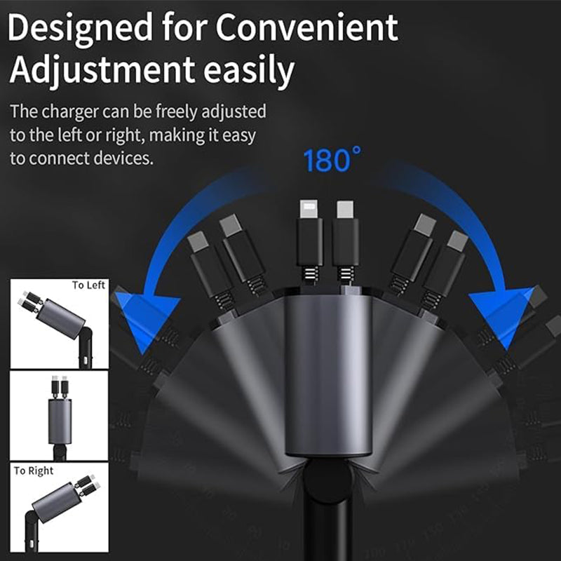 Retractable Car Charger with Dual Ports – Fast Charging Cable for iPhone & Android – 31 in Auto-Rewind USB Adapter | Thomler