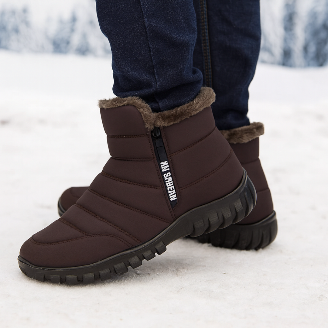 Men's Waterproof Winter Boots with Side Zip | Insulated Snow Boots | Anti-Slip Tread for Wet Ice & Snow | Round Toe Ankle High | Thomler