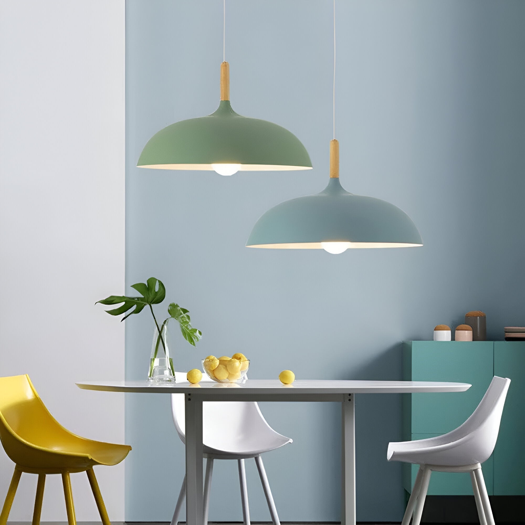Pendant Light Wood Iron Shade Ø35.0–60.0 cm Dining Room Kitchen Island Japandi Scandinavian Hanging Ceiling Lamp E27 | Thomler
