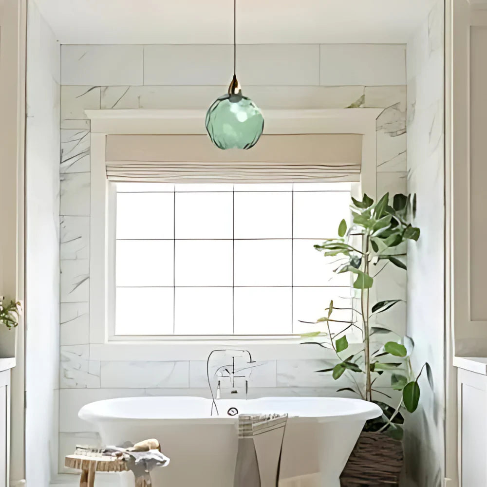 Pendant Light Ripple Glass 7.9 in Sphere Adjustable Dining Room Kitchen Hanging Ceiling Lamp Modern Nordic Minimalist Fixture | Thomler