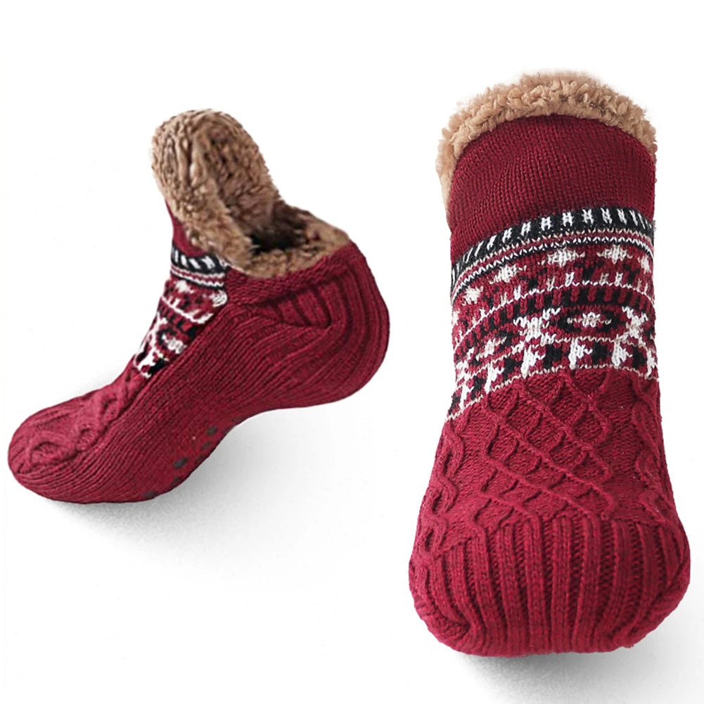 Fleece-Lined Ankle Socks for Indoor Wear – Anti-Slip Sole, Plush Knit, Cozy House Footwear | Thomler