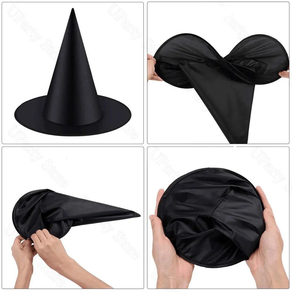 Suspended Sorceress Hat Decorations – String-Ready Black Cone Hats for Front Porch & Halloween Party Decor | Thomler