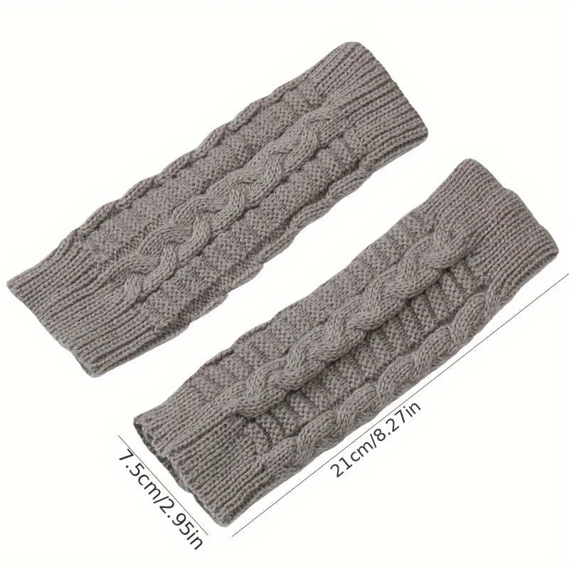 Fleece-Lined Half-Finger Mittens for Women – Thermal Knit Hand Warmers with Extended Cuff for Texting & Outdoor Activities | Thomler