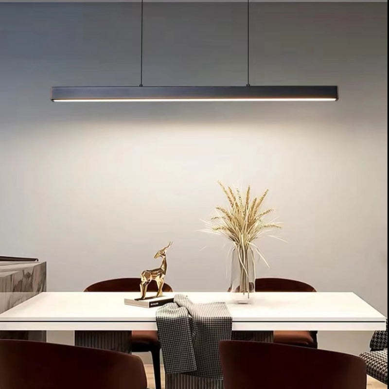 Sleek Overhead LED Bar Light Metal Frame Acrylic Diffuser Adjustable Height Dining Room Kitchen Island | Thomler