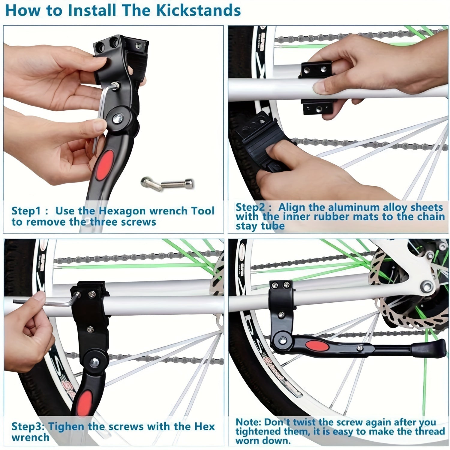 Adjustable Bicycle Kickstand Side Mount Parking Stand for Road Bikes Mountain Bikes Hybrid Bikes Stability Support 12.9-14.9 Inch Height | Thomler