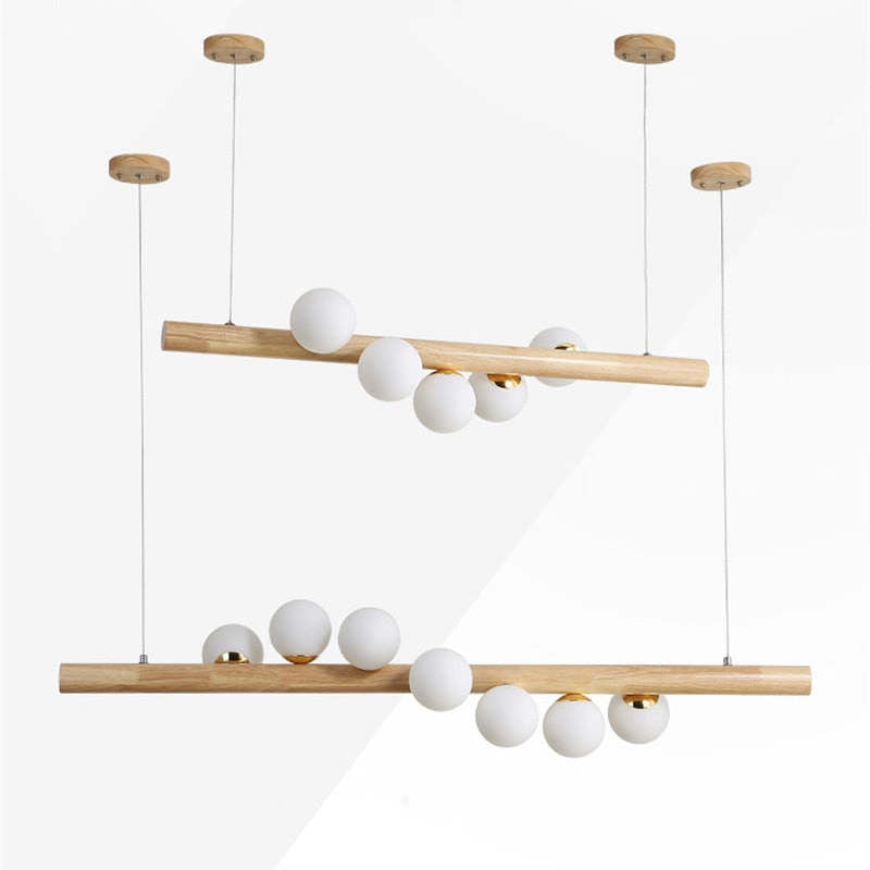 Bubble Glass Pendant Light with Wood Canopy – Modern Orb Ceiling Fixture for Dining Room & Living Room | Thomler