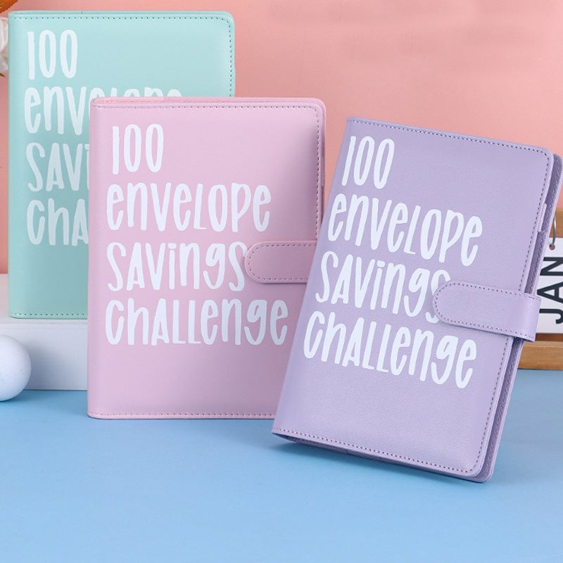 100-Envelope Money Saving Binder with Cash Envelopes for Budget Tracking & Financial Goals | PU Leather Organizer for Home Finance | Thomler