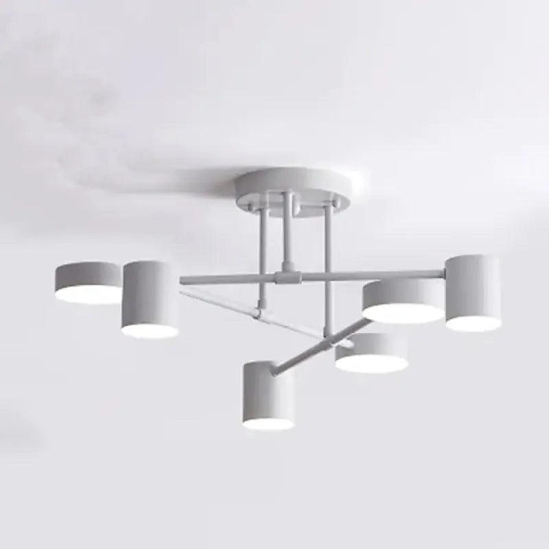 Ceiling Lamp Metal 57.0 cm White Living Room Kitchen Adjustable Six Light Modern Geometric Indoor Lighting Fixture | Thomler