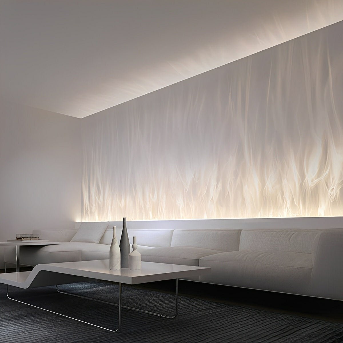 Wall Lamp Aluminium 100.0 cm Black Dynamic LED Ambient Living Room Flame Effect RGBW Lighting | Thomler