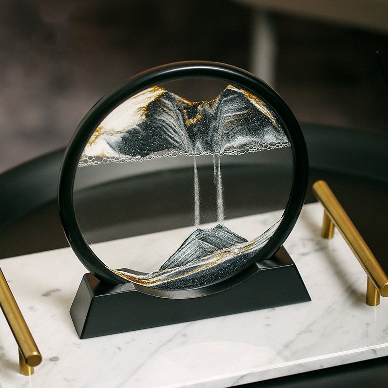Flowing Sand Art Frame Glass Display Desktop Decor for Home Office Relaxation Mesmerizing Motion Picture | Thomler