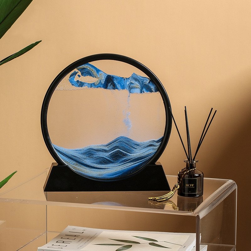 Flowing Sand Art Frame Glass Display Desktop Decor for Home Office Relaxation Mesmerizing Motion Picture | Thomler
