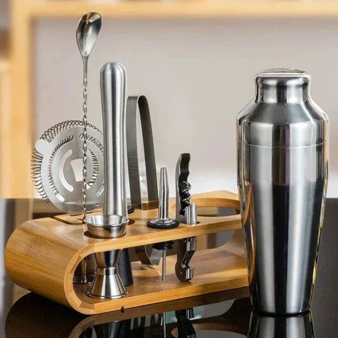 10-Piece Bartender Tool Set – Professional Mixing Kit with Organized Holder | Thomler