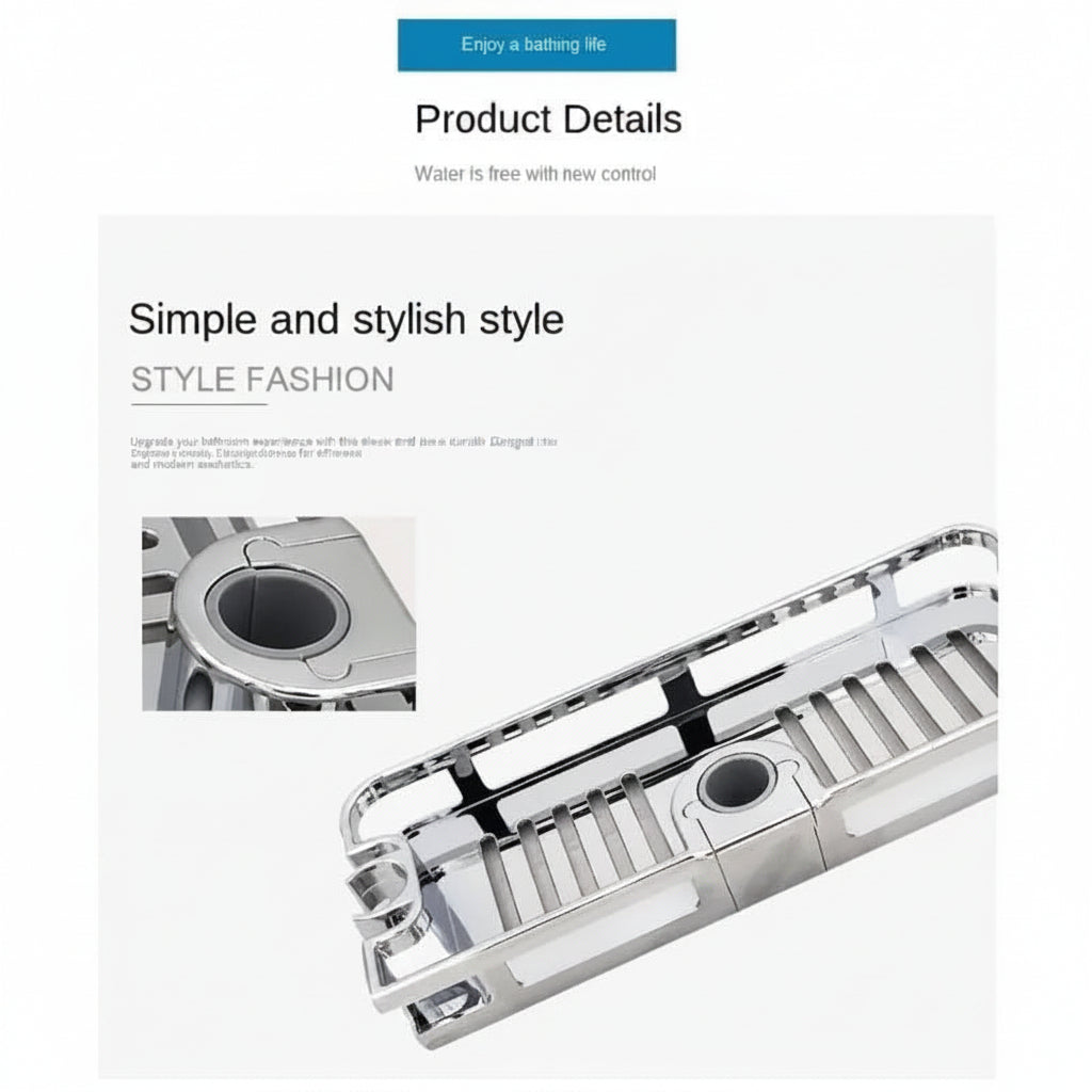 Clip-On Shower Rod Caddy with Drainage Holes for Bathroom Storage | Thomler